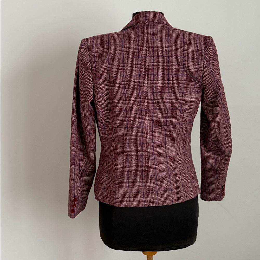 VTG College Town Plaid Made in USA ILGWU Blazer size juniors 5/6 XS/S wool blend - Picture 5 of 6